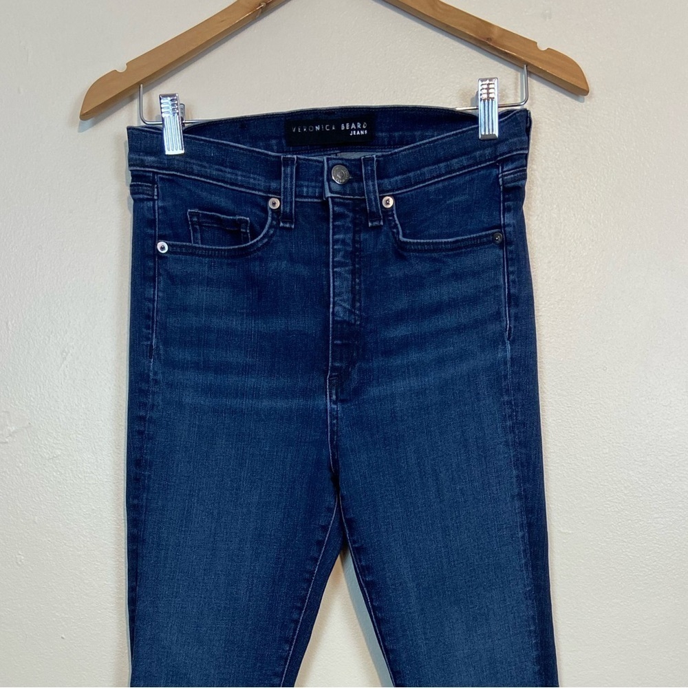 Veronica Beard Dark Blue Cropped Wide-Leg Jeans - Picture 4 of 8